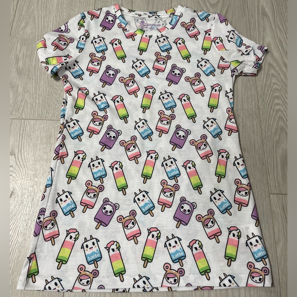 Tokidoki Neopolitan Graphic Women’s T-shirt Unicorno Donutella Small AOP